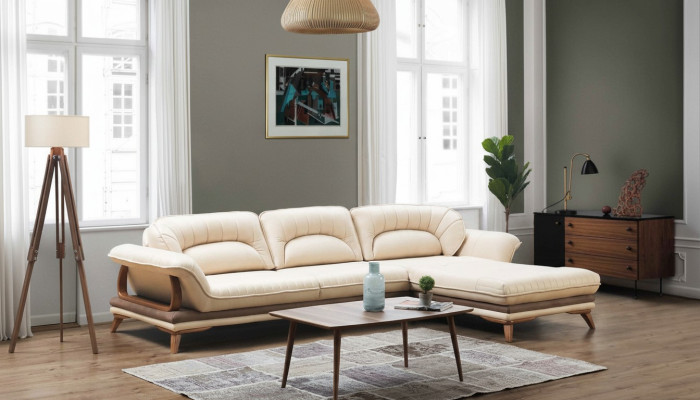 Sofás textiles en forma de L para sala de estar, sofá esquinero blanco, muebles tapizados, conjunto de esquina.