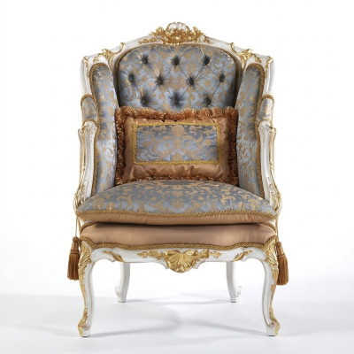 Sillón Biblioteca Silla de lectura Butaca Sofá Tapicería Muebles italianos Lujo