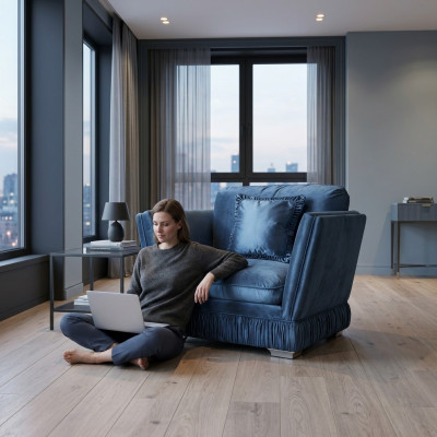 Sillón Sofá Tapizado Diseñador Textil Asiento Tapizado Asiento Sofás Individuales Terciopelo