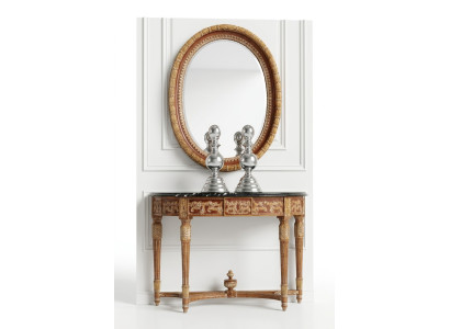 Muebles italianos de madera Juego de 2 piezas Estilo de muebles Barroco Mesa consola con espejo Nuevo.