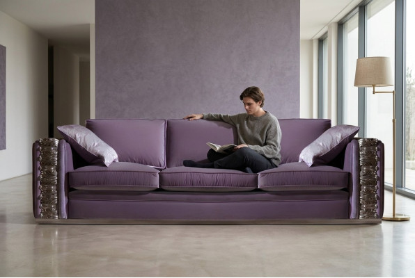 Sofá clásico Grande xxl Sofas Salón Textil de cuatro plazas Italiano