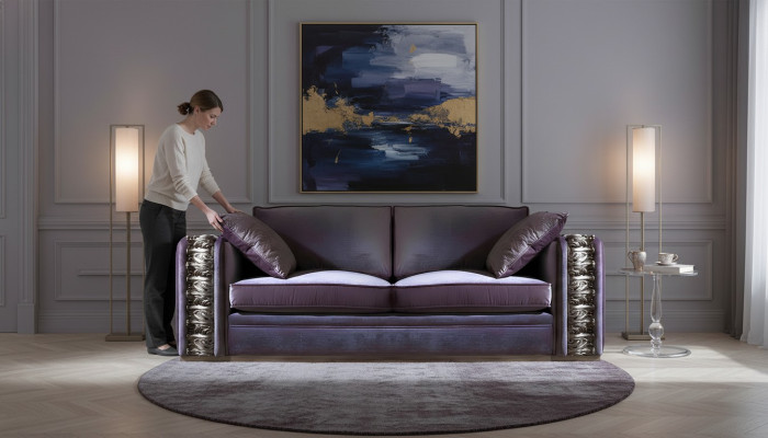 Sofá de 3 plazas Sofás de diseño Sofás tapizados de tela Relax Muebles clásicos Sofá