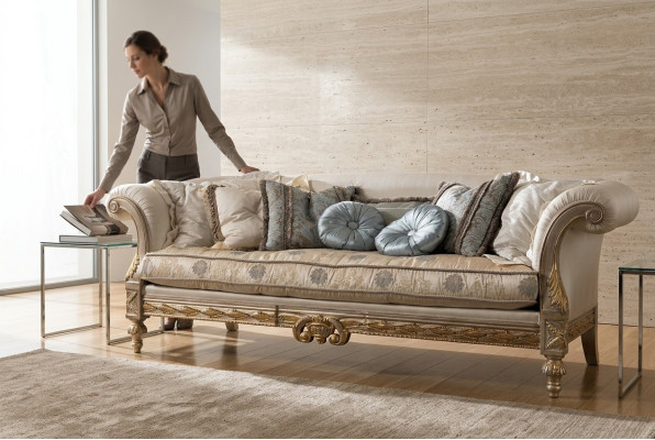 Chesterfield Sofá clásico de tres plazas Sofá de tela con textil 3 plazas.