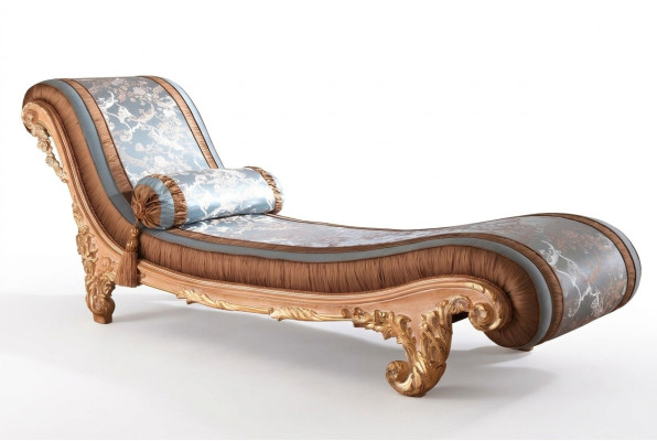 Camas de lujo marrones Art déco, cómodas y relajantes, chaiselongue de lujo. Muebles italianos.
