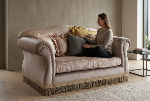 Diseño de mueble de dos plazas Sofá de 2 plazas Sofá Tela Muebles italianos Nuevos