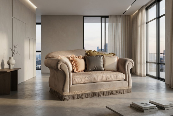 Diseño de mueble de dos plazas Sofá de 2 plazas Sofá Tela Muebles italianos Nuevos