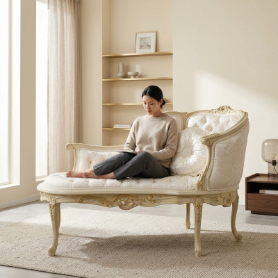Salón Chesterfield Sofá Cama Acolchado Tumbonas Club Blancas Barroco Nuevo