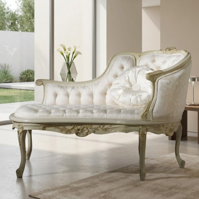 Salón Chesterfield Sofá Cama Acolchado Tumbonas Club Blancas Barroco Nuevo