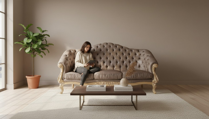 Sofá Sofá Diseño Sofás Acolchado Textil Muebles Italianos Banco de asientos 3 plazas