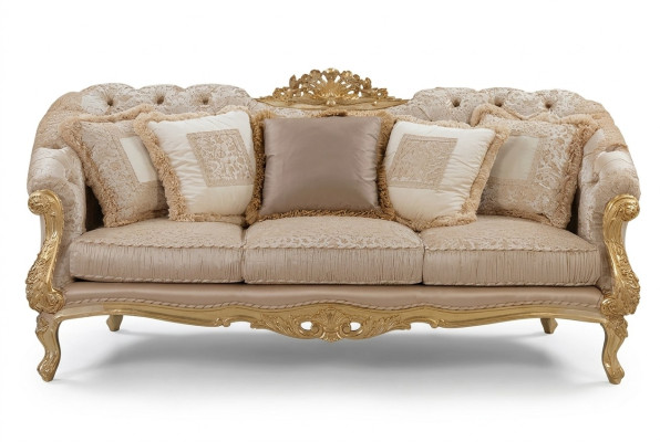 Chesterfield Sofá de tres plazas clásico en tela para sala de estar, sofá de salón de tres plazas.