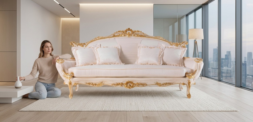 Sofá Chesterfield Acolchado Sofá Triple de 3 Plazas Sofás Muebles Italianos