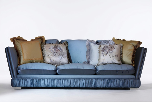 Habitación triple clásica Sofá color azul Sala de estar Sofá textil Clásico