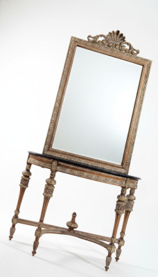 Muebles Estilo Barroco Mesa consola Espejo Madera Mesas y consolas italianas 2 piezas.