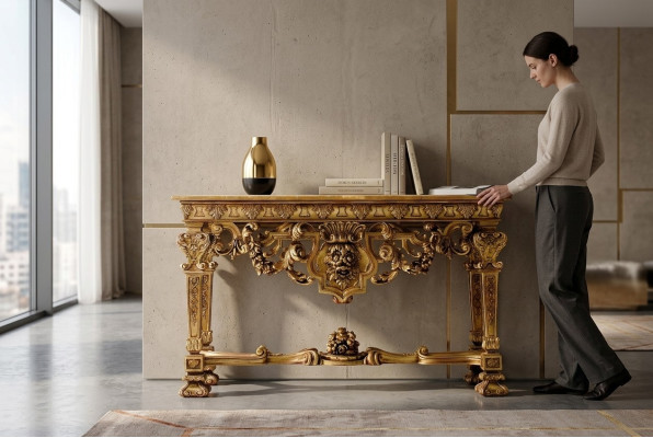Mesa de consola Muebles de madera Consola Mobiliario Italiano Cómoda de madera maciza Nueva
