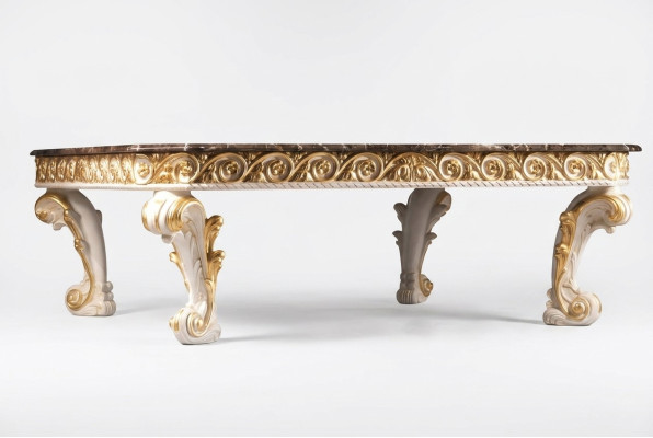 Mesa de café con tablero de mármol antiguo mesa auxiliar de madera de mármol clásica.