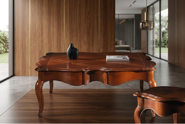 Mesa auxiliar xxl de madera maciza de 112x112cm. Muebles italianos.