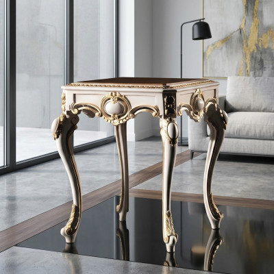 Mesa auxiliar de mesa barroca de madera. Muebles italianos Mesitas auxiliares rococó.