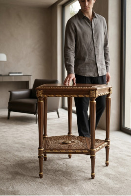 Mesa de centro Mesa auxiliar Barroco Rococó Mesa Muebles de madera Real Mesas Italia Nueva