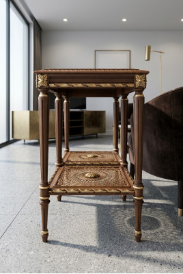 Mesa de centro Mesa auxiliar Barroco Rococó Mesa Muebles de madera Real Mesas Italia Nueva
