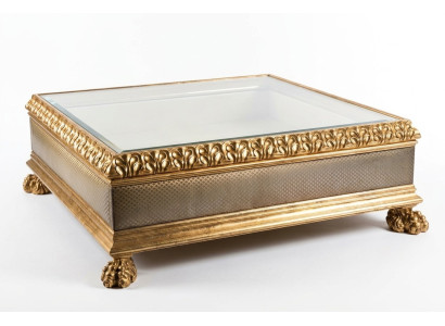 Mesa de centro de lujo de vidrio, muebles de madera maciza, mesas de salón, mesas de centro, Italia.