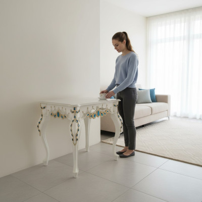 Consola barroca mesa auxiliar de cristal mesa de muebles italianos mesas de sala de estar nuevas.
