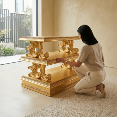 Mesa auxiliar de madera maciza estilo barroco rococó mesa auxiliar muebles clásicos