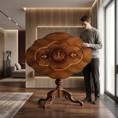 Mesa redonda plegable de madera maciza, mesas de comedor italianas nuevas.