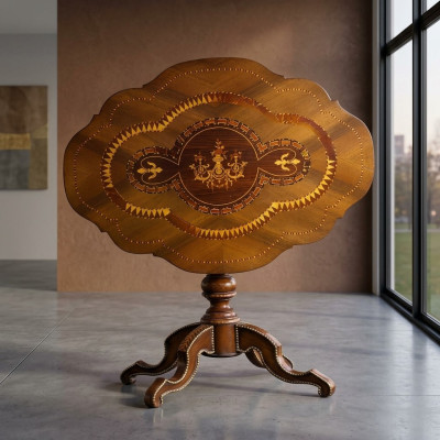 Mesa redonda plegable de madera maciza, mesas de comedor italianas nuevas.