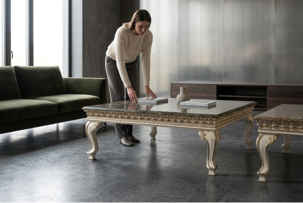 Mesa de centro de madera maciza estilo barroco rococó mesas de centro mesa Muebles italianos.