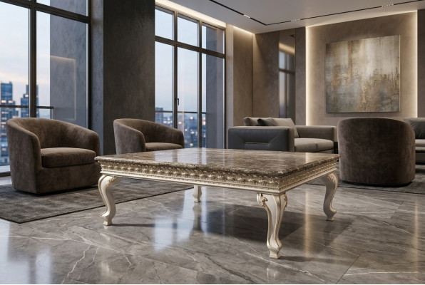 Mesa de centro de madera maciza estilo barroco rococó mesas de centro mesa Muebles italianos.