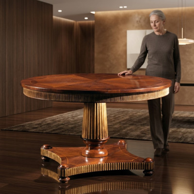Mesa redonda de comedor en madera maciza muebles de comedor Mesas de comedor clásicas de madera.