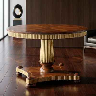 Mesa redonda de comedor en madera maciza muebles de comedor Mesas de comedor clásicas de madera.
