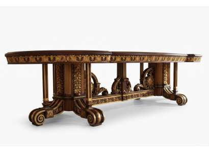 Mesa de comedor Hoja de comedor Dorado Sala de estar Madera Mesa clásica italiana Muebles