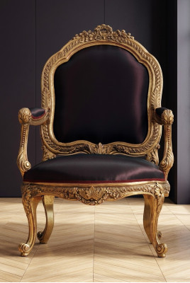 Silla Trono Barroco Rococó Textil Sofá de 1 plaza Tapizado Sillón Muebles italianos