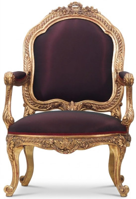 Silla Trono Barroco Rococó Textil Sofá de 1 plaza Tapizado Sillón Muebles italianos