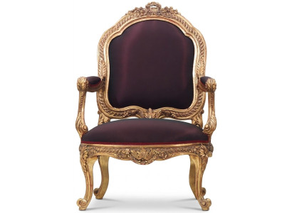 Silla Trono Barroco Rococó Textil Sofá de 1 plaza Tapizado Sillón Muebles italianos