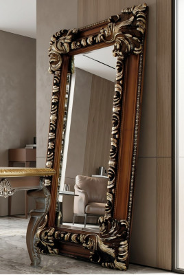 Espejo de diseño clásico italiano, espejo de pared de madera de pie, espejo de pared nuevo.