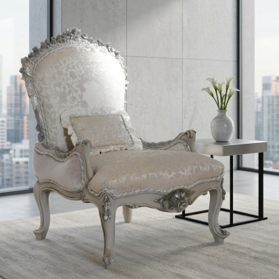 Sillón de lujo tapizado trono barroco rococó madera auténtica muebles italianos asiento individual