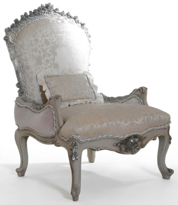 Sillón de lujo tapizado trono barroco rococó madera auténtica muebles italianos asiento individual