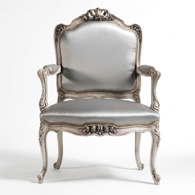 Sillas de comedor Sillón de lujo Silla de madera Trono de plata Muebles de salón barrocos