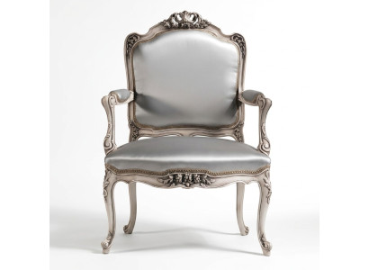Sillas de comedor Sillón de lujo Silla de madera Trono de plata Muebles de salón barrocos