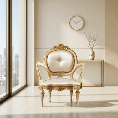 Silla de comedor Sillón Tapizada Muebles Clásicos Italianos Decoración Trono Nuevo