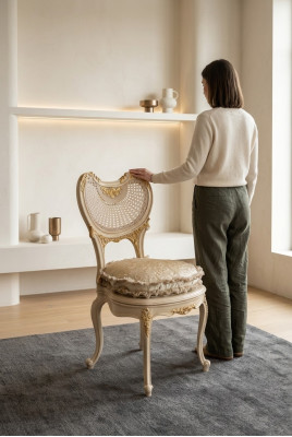 Silla de comedor de una plaza de madera de lujo de clase barroca rococó diseño de muebles nuevo