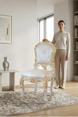 Diseño de silla de salón, sillas de comedor, tela de tapicería de tela, sillón barroco.