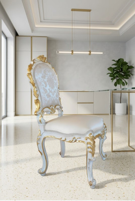 Diseño de silla de salón, sillas de comedor, tela de tapicería de tela, sillón barroco.