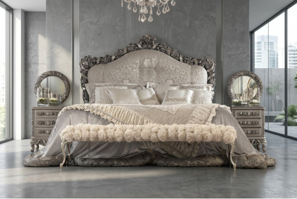 Cama Chesterfield doble camas de cuero estilo antiguo muebles de lujo italianos nuevos.