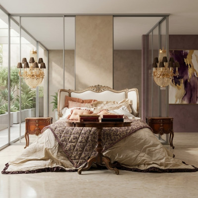 Cama clásica cama doble Chesterfield muebles de lujo Mobiliario italiano