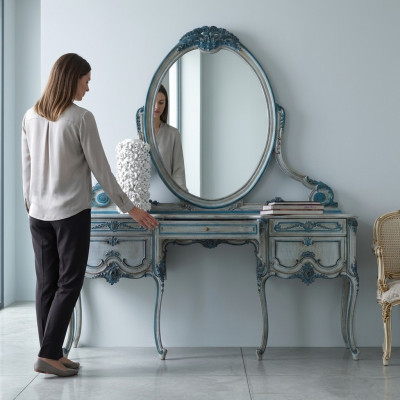 Consola Cómoda Mesa de Pared Consola clásica Consola con espejo de lujo