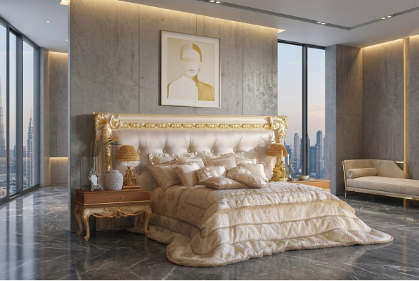 Cama Chesterfield doble cama camas de lujo carteles de madera muebles italianos nuevos