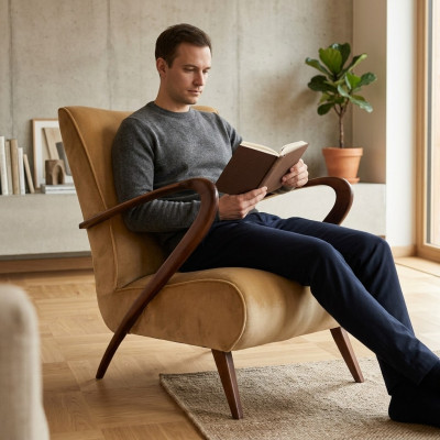 Silla de salón estudio madera lujo muebles diseñador sillas de madera relax nuevo.